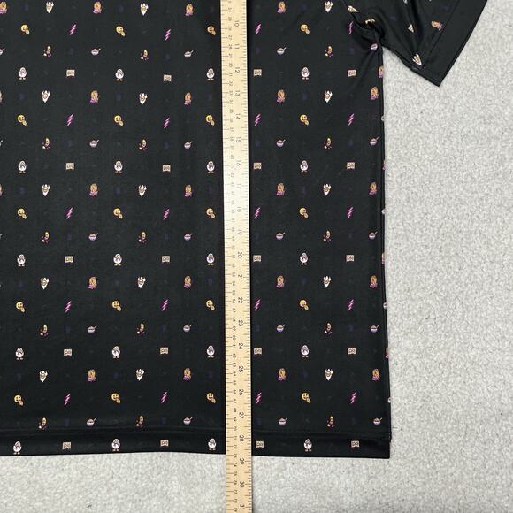 Waggle Polo Shirt Mens L Black All Over Print Performance Golf Stretch AOP - Picture 8 of 9
